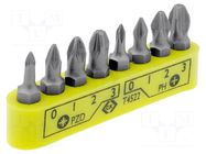 Kit: screwdriver bits; blister; Phillips,Pozidriv®; 30mm; 1/4" C.K
