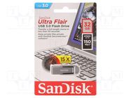 Pendrive; USB 3.0; 32GB; R: 150MB/s; ULTRA FLAIR; black; USB A 