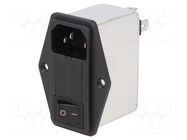 Connector: AC supply; socket; male; Inom: 4A; Ir: 0.35mA; 250VAC ROXBURGH EMC