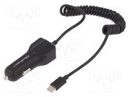 USB power supply; USB C plug; Sup.volt: 12÷24VDC; 5V/3A; 0.9m QOLTEC