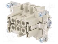 Connector: HDC; female; PIN: 6; size 6; contact insert; 500V; 16A WIELAND