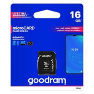 Goodram Microcard 16 GB micro SD HC UHS-I class 10 memory card, SD adapter (M1AA-0160R12), Goodram
