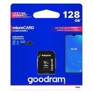 Goodram Microcard 128 GB micro SD XC UHS-I class 10 memory card, SD adapter (M1AA-01280R12), Goodram