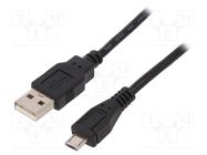 Cable; USB 2.0; USB A plug,USB B micro plug; 0.5m; black QOLTEC