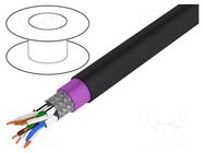 Wire; S/FTP; 4x2x23AWG; 7; wire; Cu; Insulation: PE; black; 1000m DIGITUS