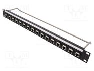 Patch panel; RJ45; Cat: 6a; RACK; screw; Number of ports: 16; 19"; M3 CLIFF