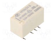 Relay: electromagnetic; DPDT; Ucoil: 24VDC; 2A; 0.5A/125VAC; PCB HONGFA RELAY