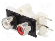 Connector: RCA; socket; female; double; angled 90°; THT 