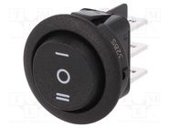 ROCKER; DP3T; Pos: 3; ON-OFF-ON; 10A/250VAC; black; none; 20mΩ; Ø20mm CANAL ELECTRONIC