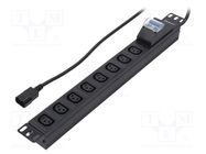 Plug socket strip: protective; Sockets: 8; 250VAC; 10A; black QOLTEC