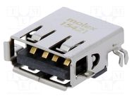 Connector: USB A; socket; on PCBs; THT; PIN: 4; angled 90°; USB 2.0 