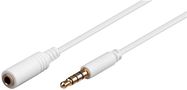 Headphone and Audio AUX Extension Cable, 4-pin 3.5 mm Slim, CU, 3 m, white - 3.5 mm male (4-pin, stereo) > 3.5 mm female jack (4-pin, stereo)