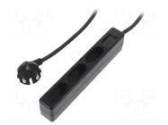 Plug socket strip: supply; Sockets: 3; 250VAC; 7.5A; black; 1.5m LOGILINK