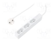 Plug socket strip: supply; Sockets: 3; 250VAC; 7.5A; white; 1.5m LOGILINK