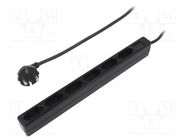 Plug socket strip: supply; Sockets: 6; 250VAC; 15A; black; 1.5m LOGILINK