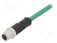 Plug; M12; PIN: 8; male; X code-ProfiNET; 2m; IP67; 50V; 500mA; cables AMPHENOL LTW