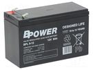 Re-battery: acid-lead; 12V; 9Ah; AGM; maintenance-free; 2.7kg; BPL BPOWER