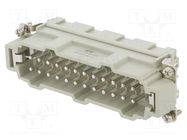 Connector: HDC; contact insert; male; HE; PIN: 24; 24+PE; size 8; 16A TE Connectivity