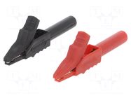 Crocodile clip; 15A; 300V; black,red; max.12mm; 4mm socket CLIFF