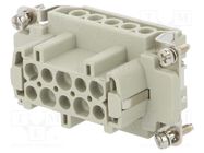 Connector: HDC; contact insert; female; HE; PIN: 10; 10+PE; size 4 TE Connectivity