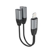 Dudao Headphone Adapter Lightning to Lightning Adapter + 3.5mm Mini Jack for Music and Charging Gray (L17i + Gray), Dudao
