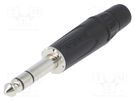 Plug; Jack 6,3mm; male; stereo; ways: 3; straight; for cable; grey AMPHENOL