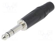 Plug; Jack 6,3mm; male; stereo; ways: 3; straight; for cable; black AMPHENOL