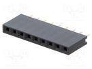 Socket; pin strips; female; PIN: 9; straight; 2.54mm; THT; 1x9; 3A CONNFLY