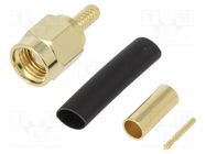 Connector: SMA; plug; male; straight; 50Ω; soldering,crimped; PTFE AMPHENOL RF