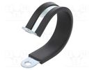 Fixing clamp; ØBundle : 40mm; W: 15mm; steel; Cover material: EPDM MPC INDUSTRIES