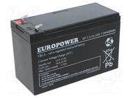Re-battery: acid-lead; 12V; 7.2Ah; AGM; maintenance-free; EP EUROPOWER