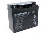 Re-battery: acid-lead; 12V; 20Ah; AGM; maintenance-free; EV EUROPOWER