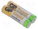 Battery: alkaline; 1.5V; AAA; non-rechargeable; 2pcs; SUPER GP