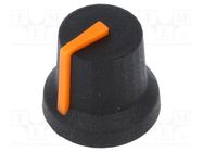 Knob; with pointer; rubber,plastic; Øshaft: 6mm; Ø16.8x14.5mm CLIFF