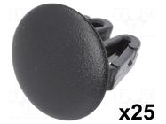 Stopper; 25pcs; universal; L: 15.6mm; polyamide; black; push-in ROMIX