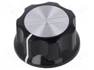 Knob; with flange; plastic; Øshaft: 6.35mm; Ø29.4x16mm; black; PKES TE Connectivity