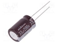 Capacitor: electrolytic; THT; 33uF; 200VDC; Ø12.5x20mm; Pitch: 5mm NICHICON