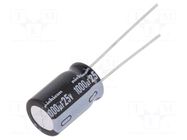 Capacitor: electrolytic; THT; 1000uF; 25VDC; Ø10x16mm; Pitch: 5mm NICHICON