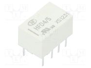 Relay: electromagnetic; DPDT; Ucoil: 5VDC; 2A; 0.5A/125VAC; PCB HONGFA RELAY