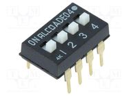 Switch: DIP-SWITCH; Poles number: 4; ON-OFF; 0.1A/24VDC; Pos: 2 TE Connectivity