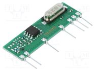 Module: RF; FM receiver; AM,ASK; 433.92MHz; -112dBm; 5VDC; 4.3mA AUREL