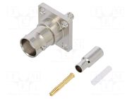 Connector: BNC; socket; female; straight; 50Ω; crimped; POM; brass AMPHENOL RF