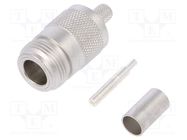 Connector: N; plug; female; straight; 50Ω; soldering,crimped; PTFE TELEGÄRTNER