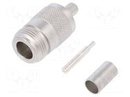 Connector: N; plug; female; straight; 50Ω; soldering,crimped; PTFE TELEGÄRTNER