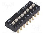 Switch: DIP-SWITCH; Poles number: 8; ON-OFF; 0.025A/24VDC; Pos: 8 C&K