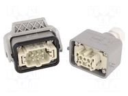Connector: HDC; male + female; 16A; 500V; Han Kit; PIN: 6; 6+PE; M20 HARTING