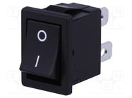 ROCKER; SPST; Pos: 2; ON-OFF; 6A/250VAC; black; none; CW; Body: black NKK SWITCHES