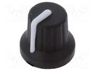 Knob; with pointer; rubber,plastic; Øshaft: 6mm; Ø16x15.1mm; black CLIFF