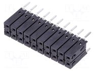Connector: pin strips; socket; female; PIN: 20; THT; straight; 2x10 FISCHER ELEKTRONIK
