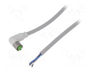 Cable: for sensors/automation; M8; PIN: 4; angled; 3m; plug; 30VDC MURRELEKTRONIK
